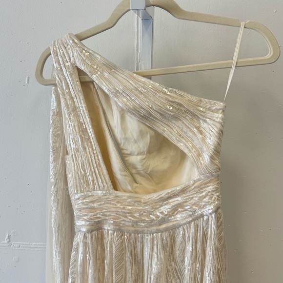 NWT Elie Saab Women's Sequined Tulle One-shoulder Gown In White Ivory FR 38 US 6 - Picture 11 of 14